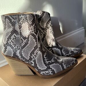 Express snake print ankle boots